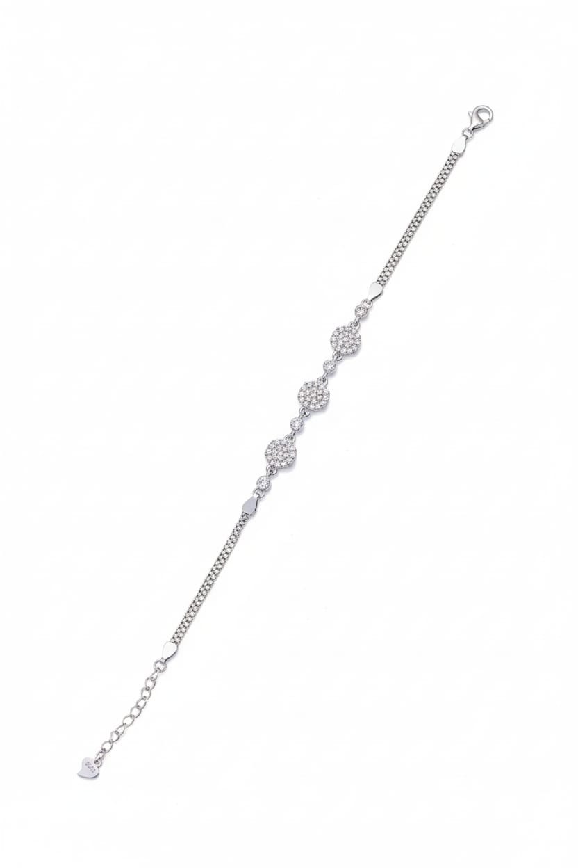 925 Silver Pave Link Bracelet for Women | Lightweight Regular Wear