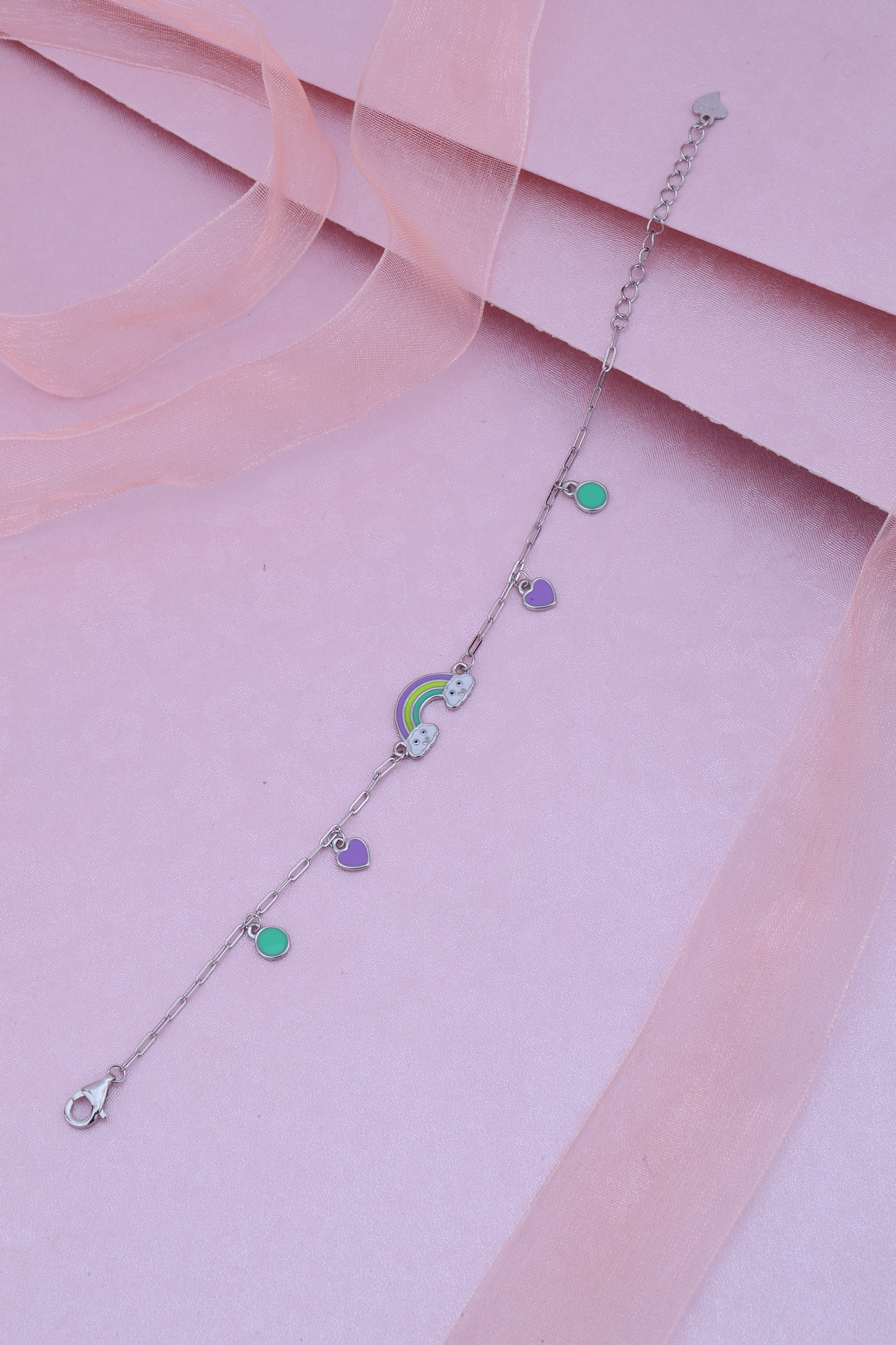 Fun & Sparkly 925 Silver Rainbow Kids' Bracelet | Everyday Wear