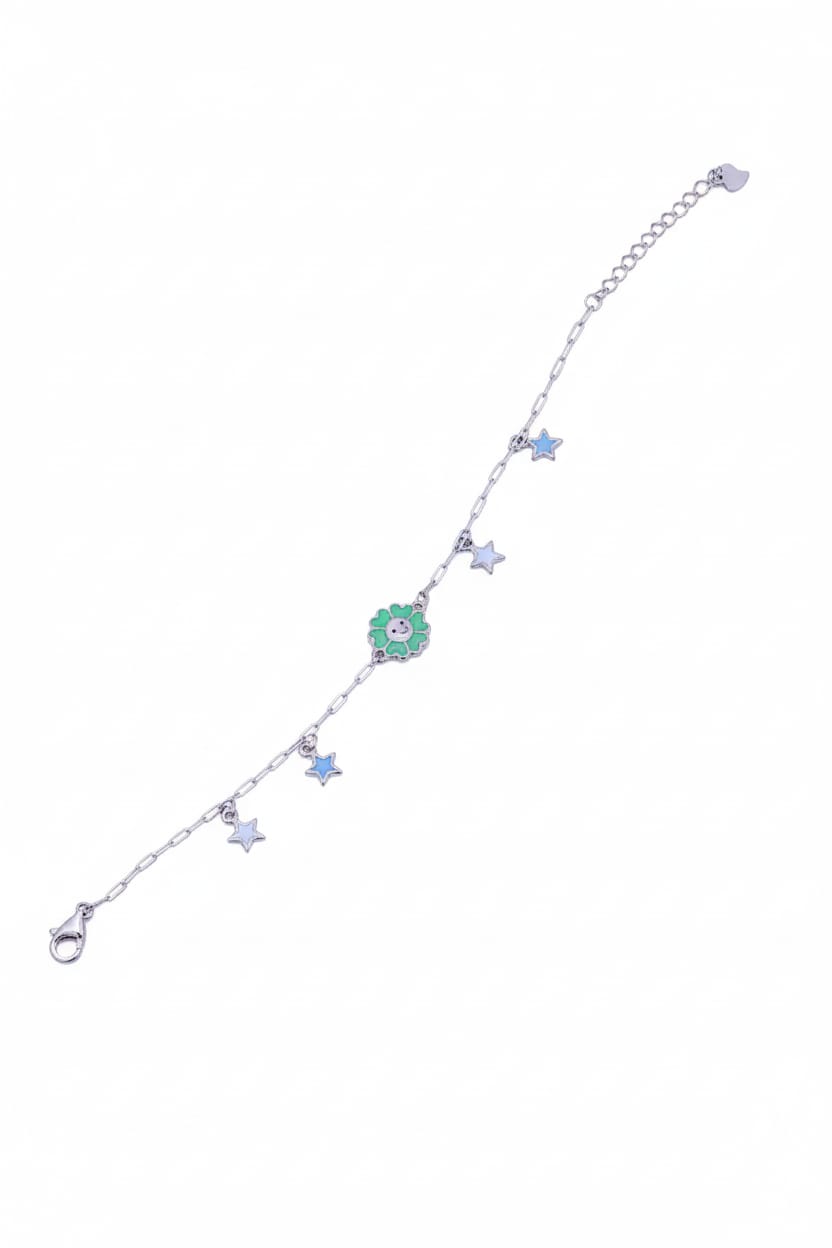  Magical 925 Silver Flower & Star Kids' Bracelet | Lightweight Regular Wear