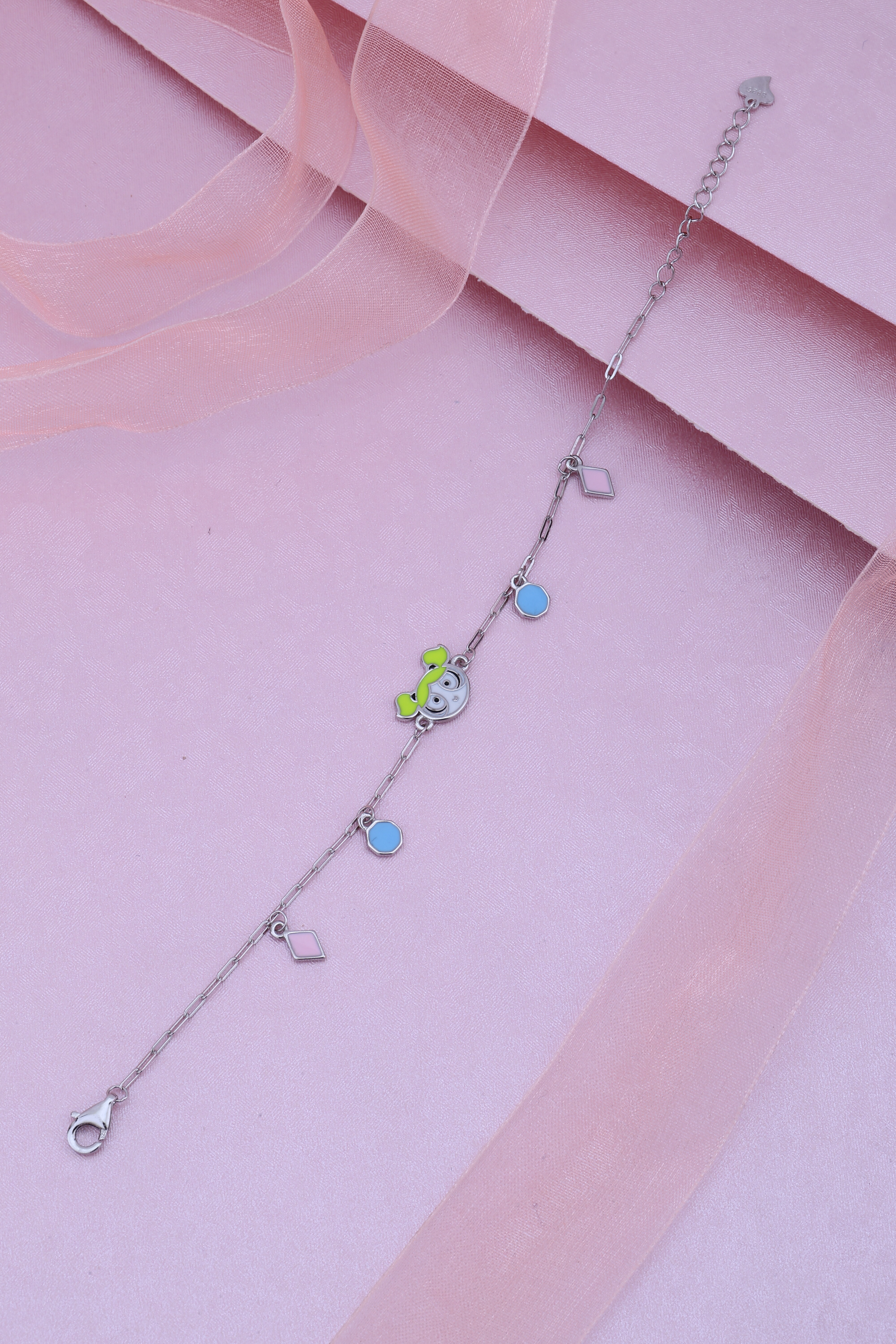 Bold & Fun 925 Silver Powerpuff Style Kids' Bracelet | Everyday Wear