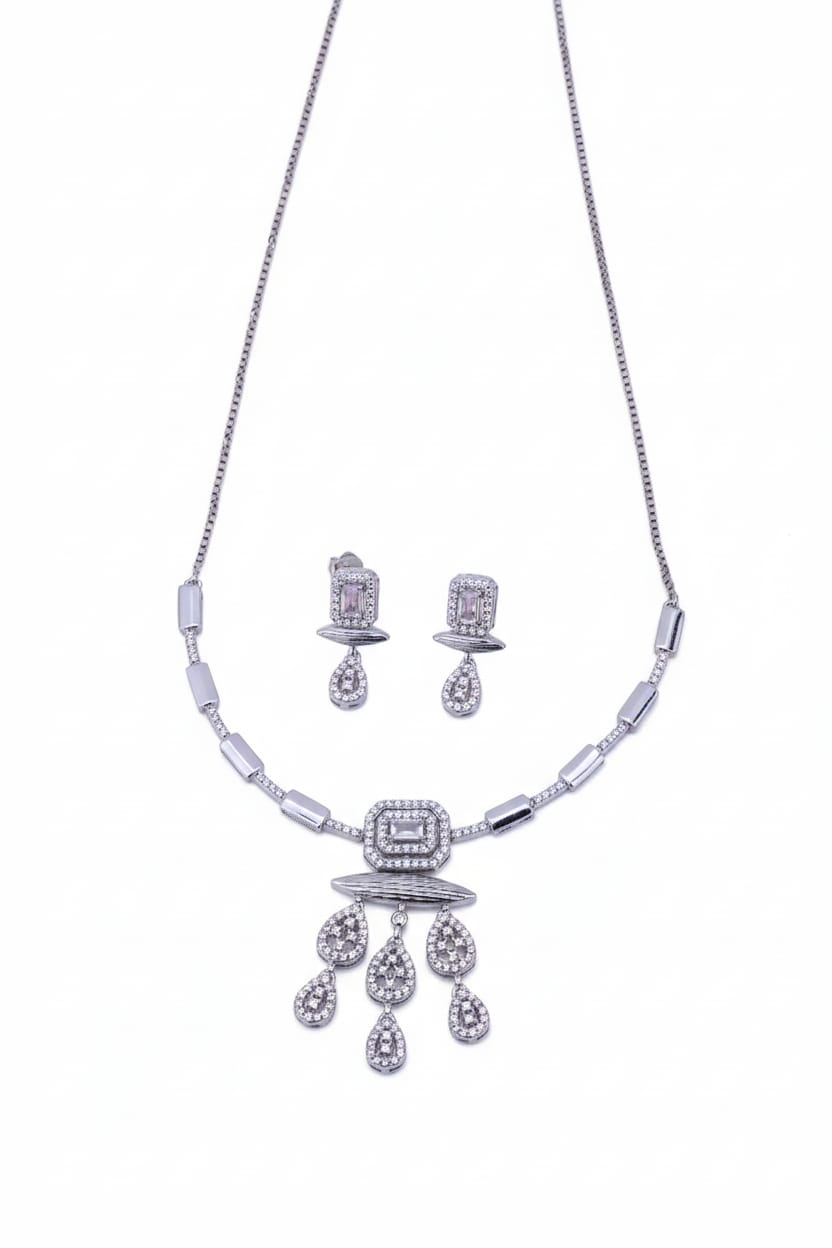 Art Deco Glam: Women's Statement Necklace & Dangle Set | Lightweight Regular Wear