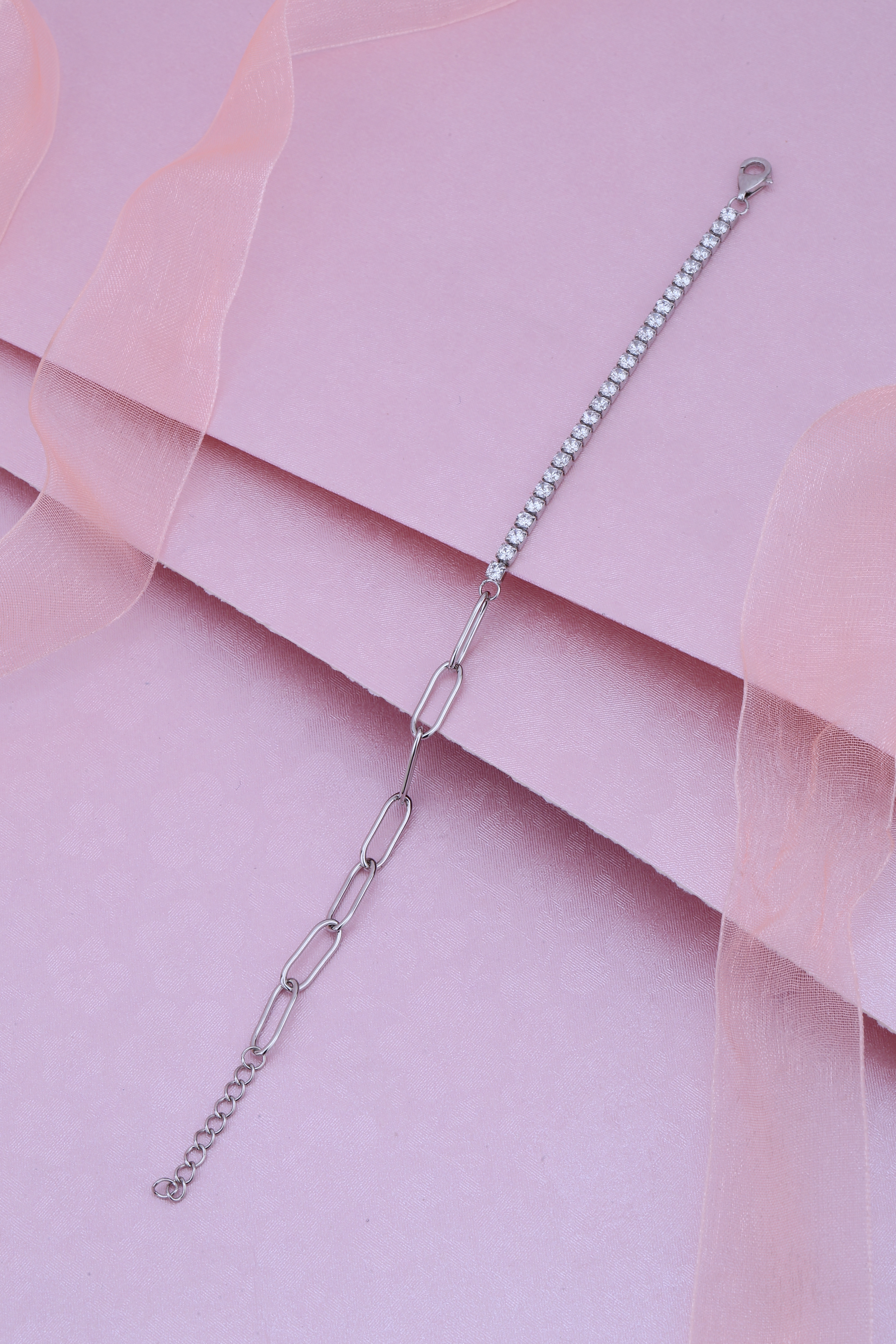 925 Silver Dual-Style Chain & CZ Bracelet for Women | Elegant Everyday Wear