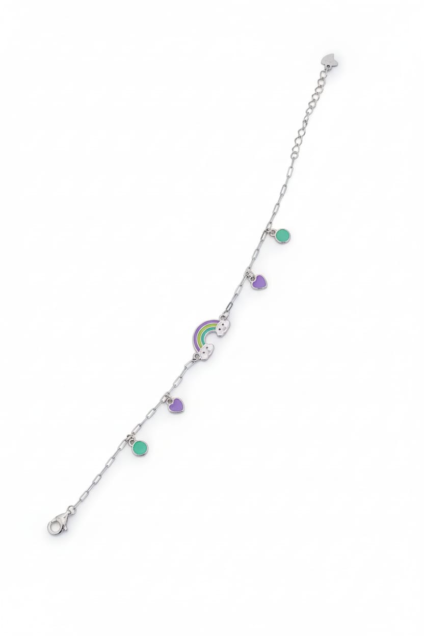 Fun & Sparkly 925 Silver Rainbow Kids' Bracelet | Everyday Wear