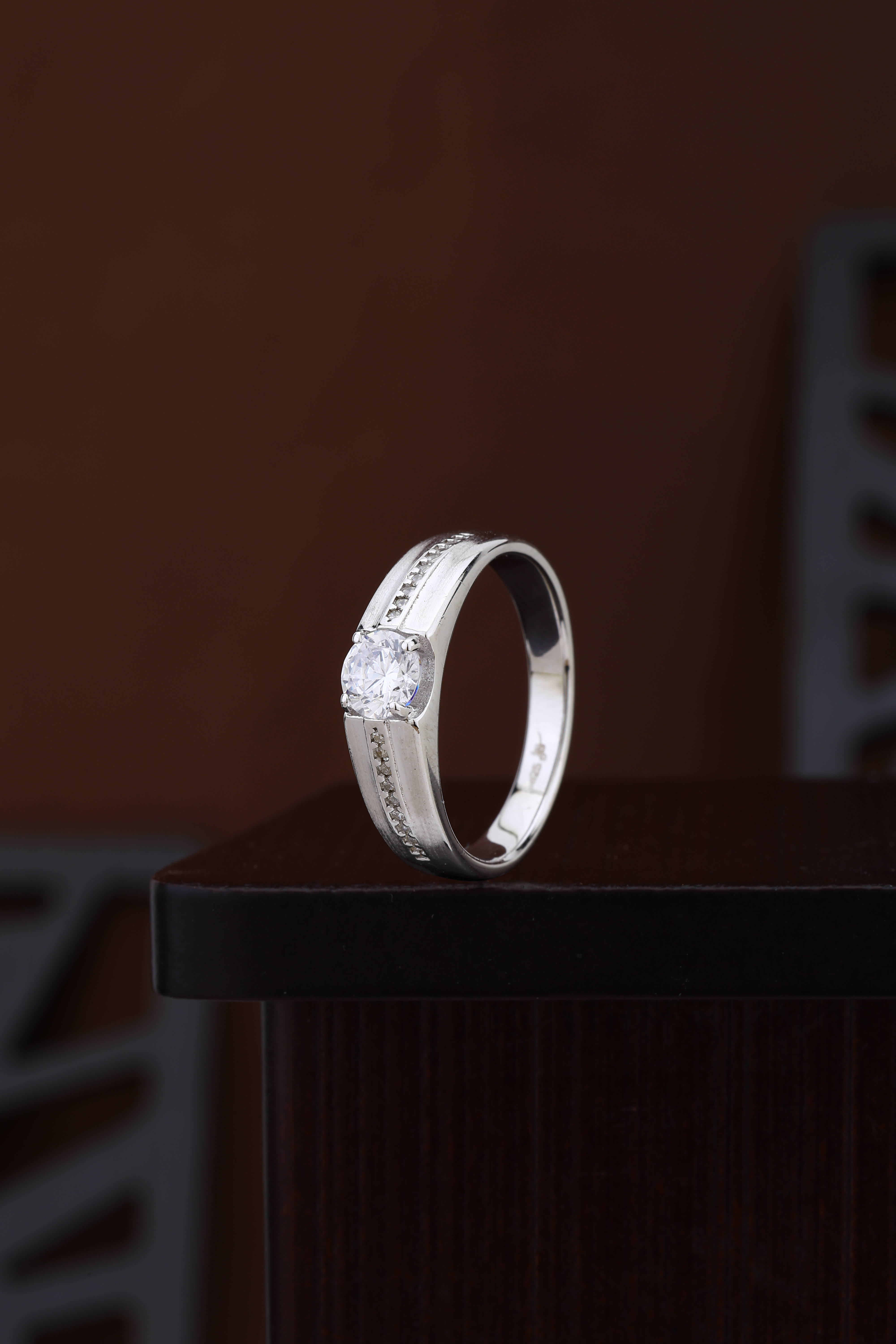 Men’s 925 Sterling Silver Solitaire Band Ring with Premium Stone